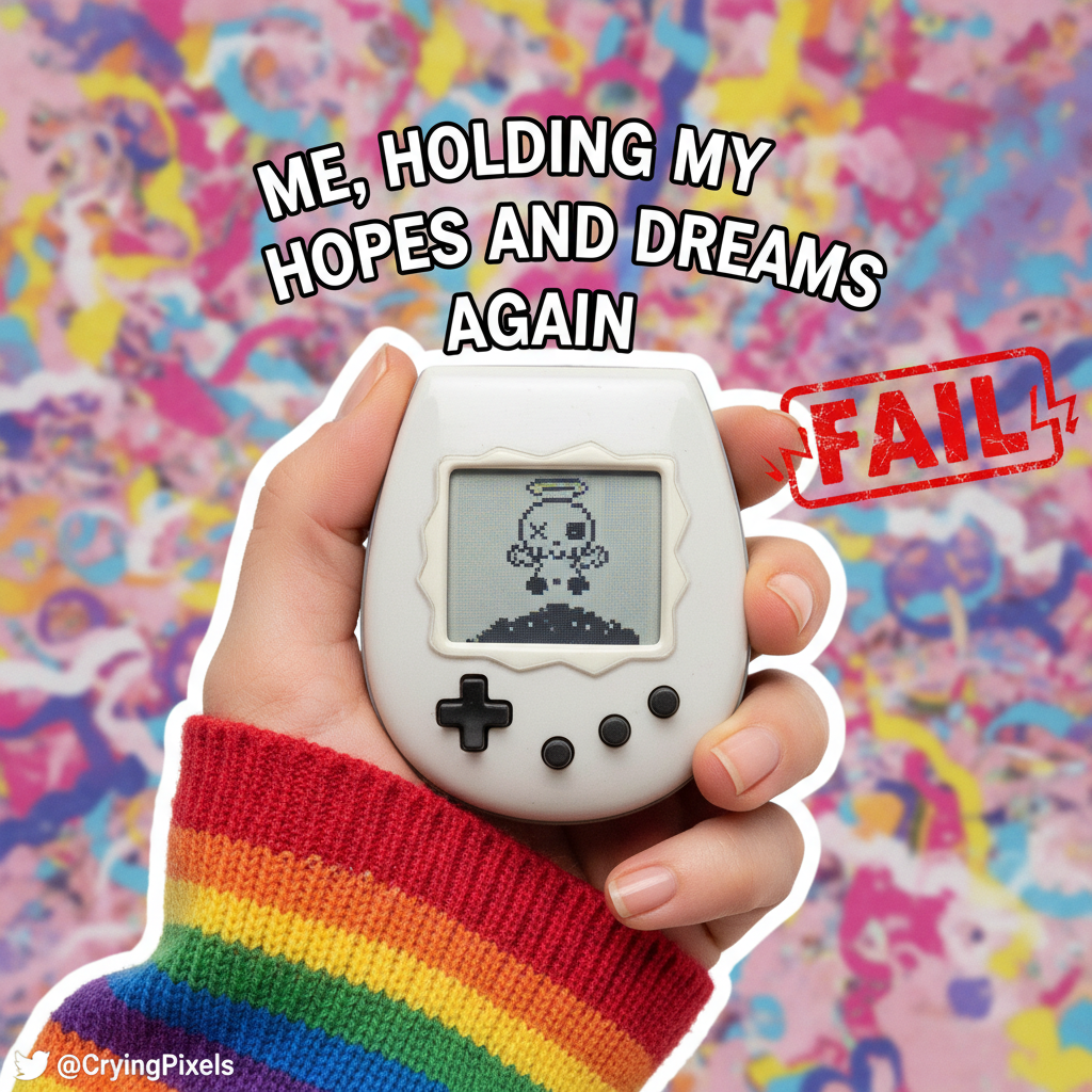 Finding my old Tamagotchi and realizing I'm still bad at keeping things alive. #ChildhoodTrauma