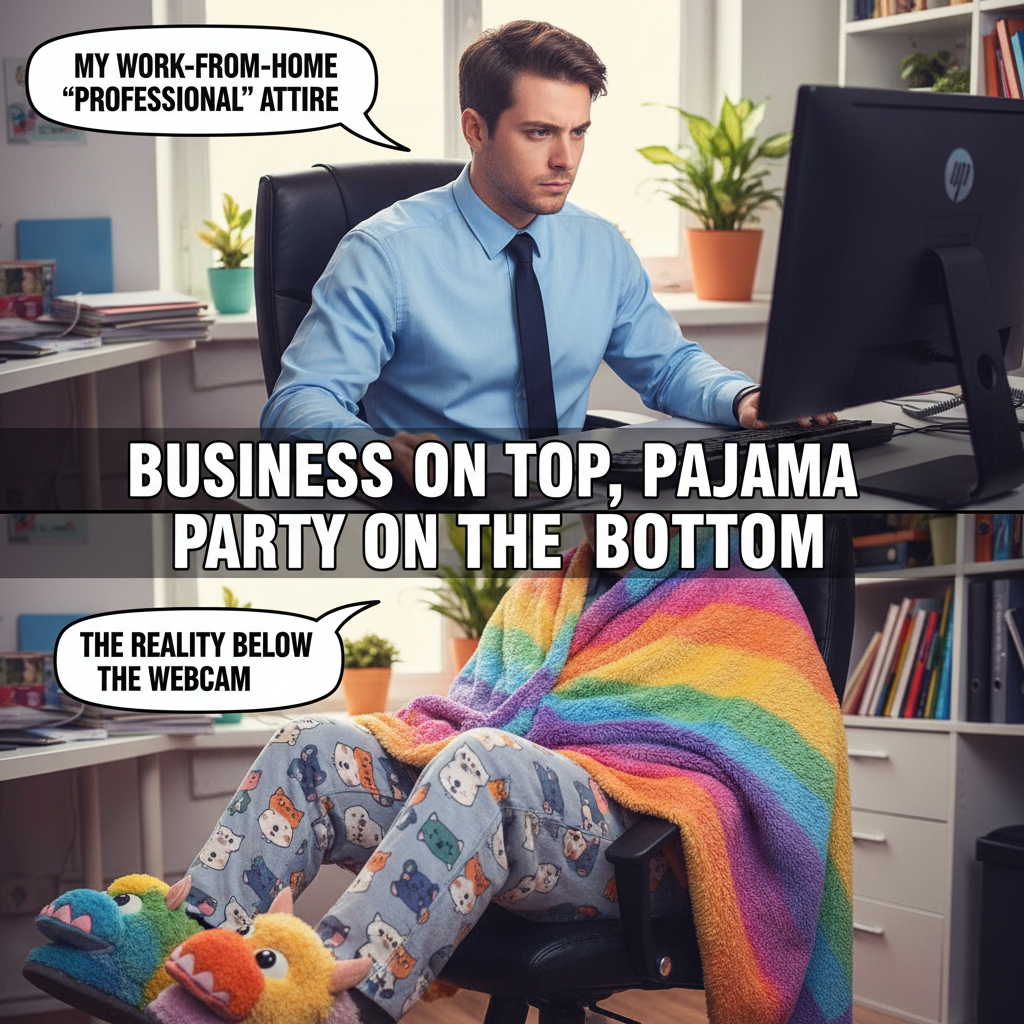 My 'work from home' outfit is 50% professional, 50% blanket. The duality of man.