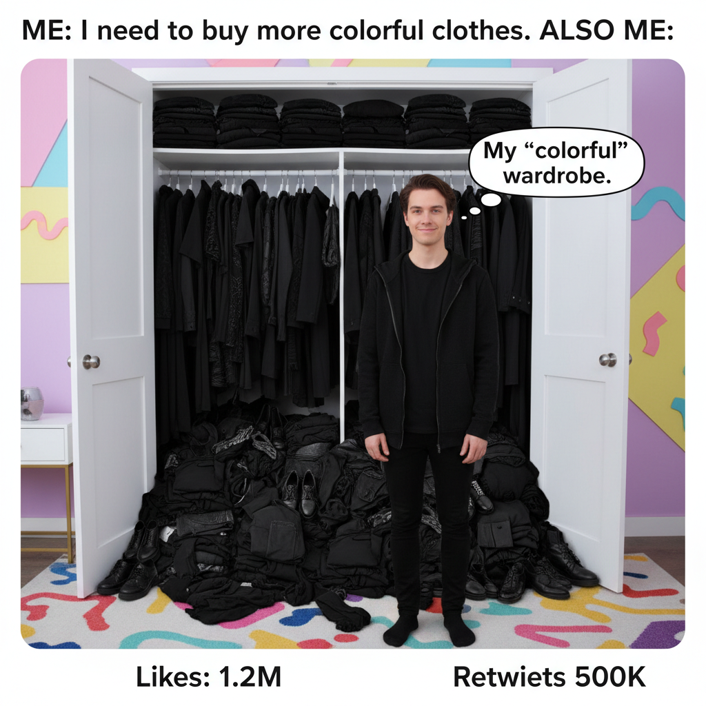 My therapist said to embrace the darkness. So I bought more black clothes. #SeasonalDepression