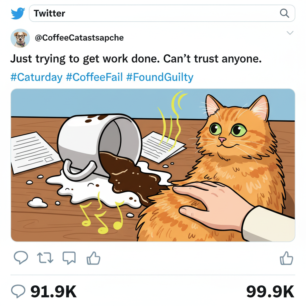 My cat just knocked over my coffee, but then purred on my lap. I forgive everything.