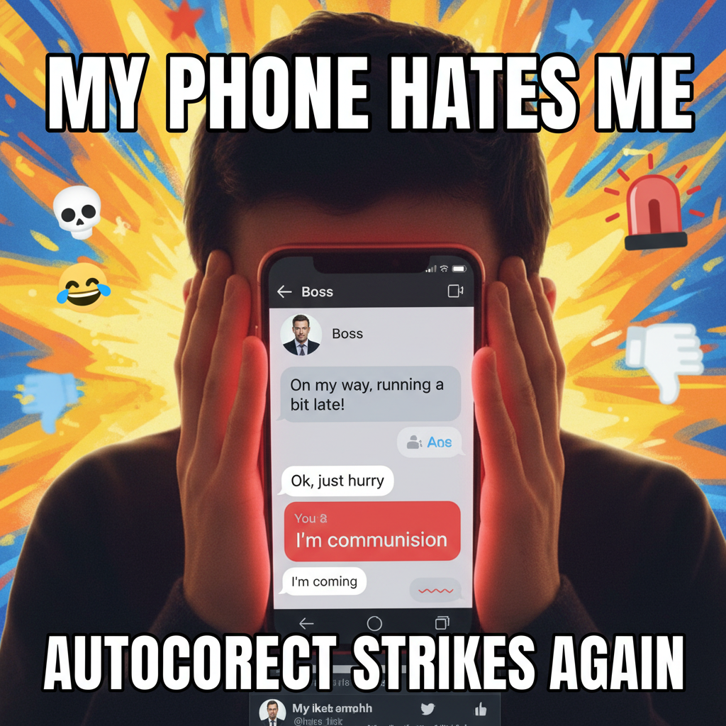 Autocorrect changed 'I'm coming' to 'I'm communism.' My boss is now very confused. 🤦‍♀️