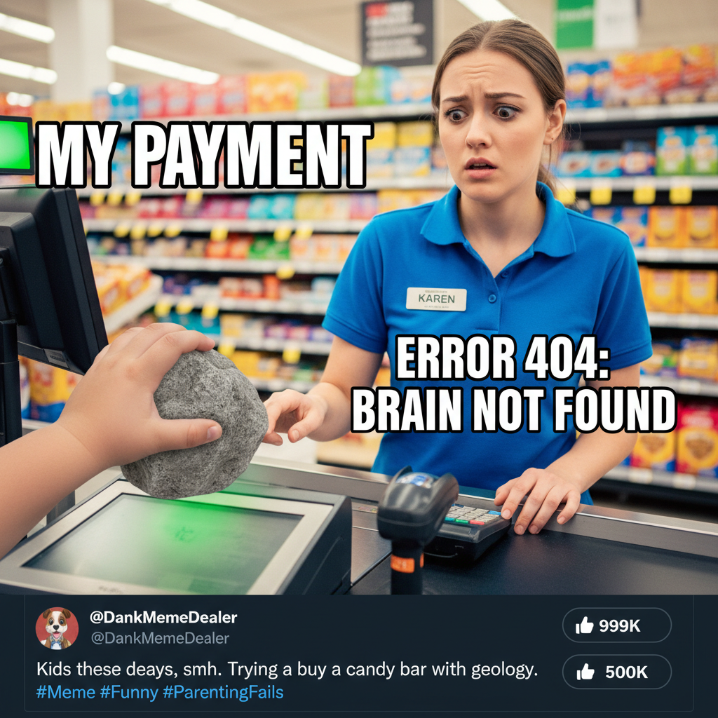 My toddler just tried to pay for groceries with a rock. Send help.