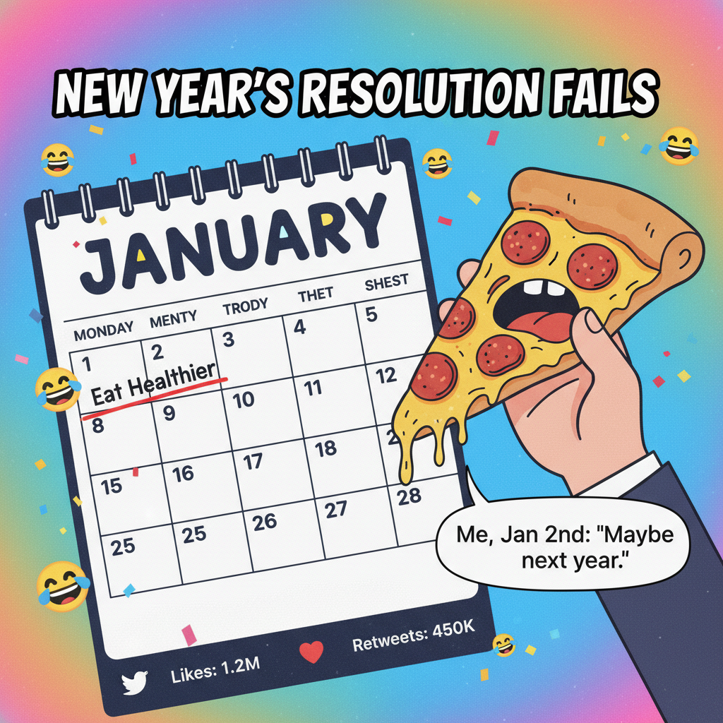 My New Year's resolution to 'eat healthier' lasted until I saw a pizza. It was a good run.