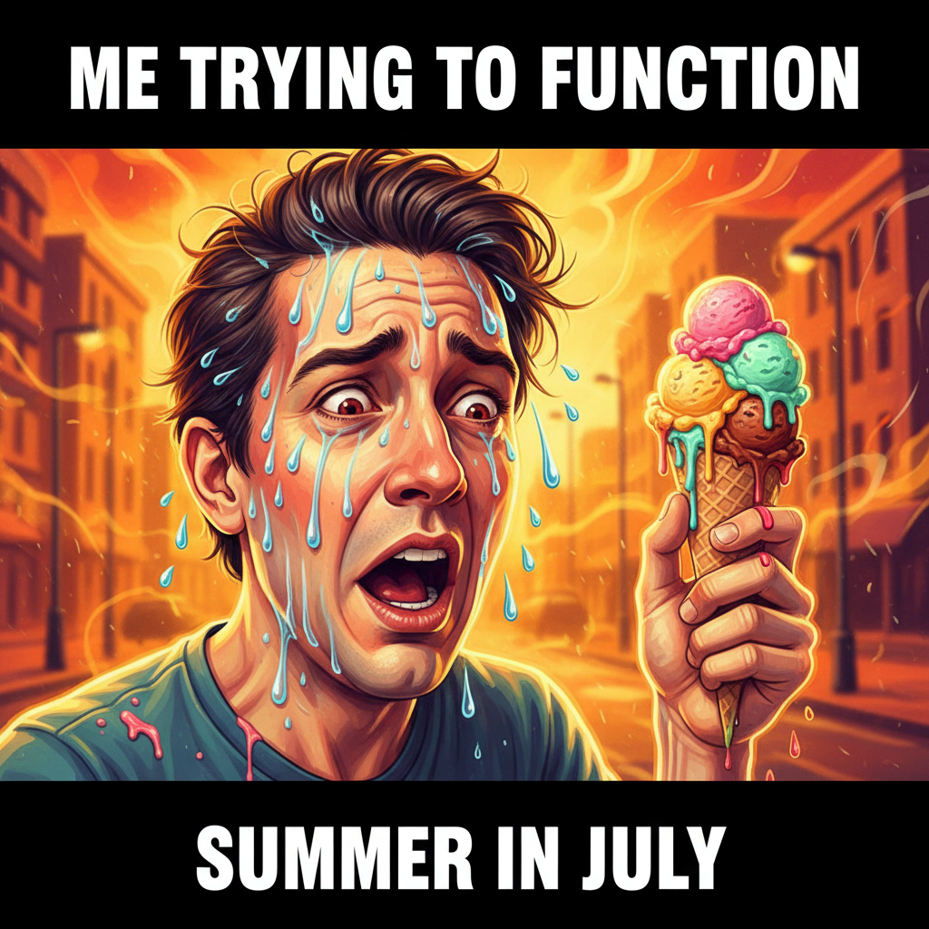 It's 90 degrees but feels like 110. My sweat is sweating. Send ice cream and existential dread.