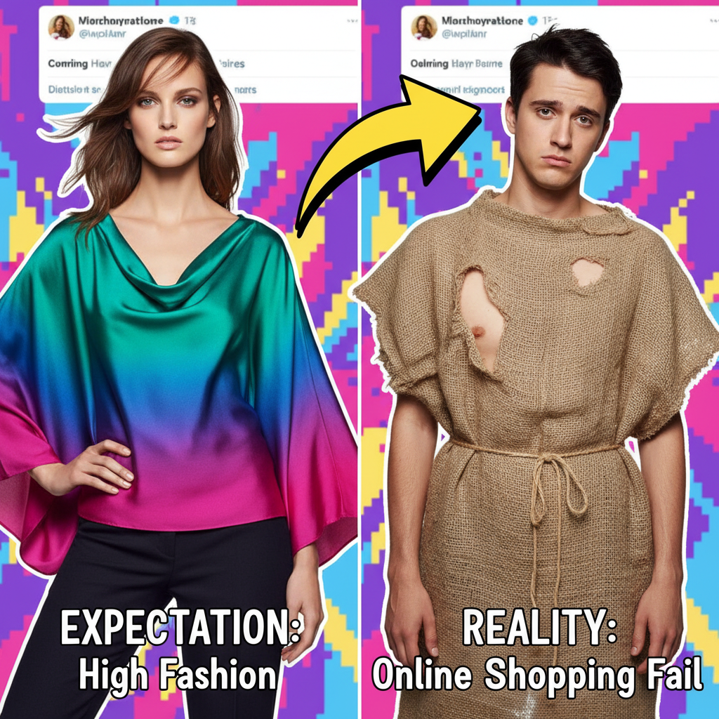 Ordered a 'chic' top online. Received a potato sack with armholes. My fashion career is over.