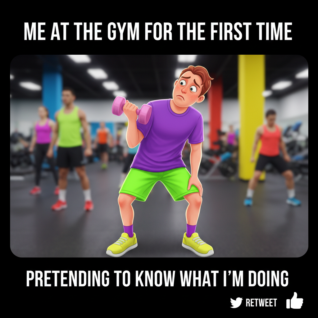 My gym routine: 5 mins working out, 55 mins wondering if anyone saw me almost drop the weights.