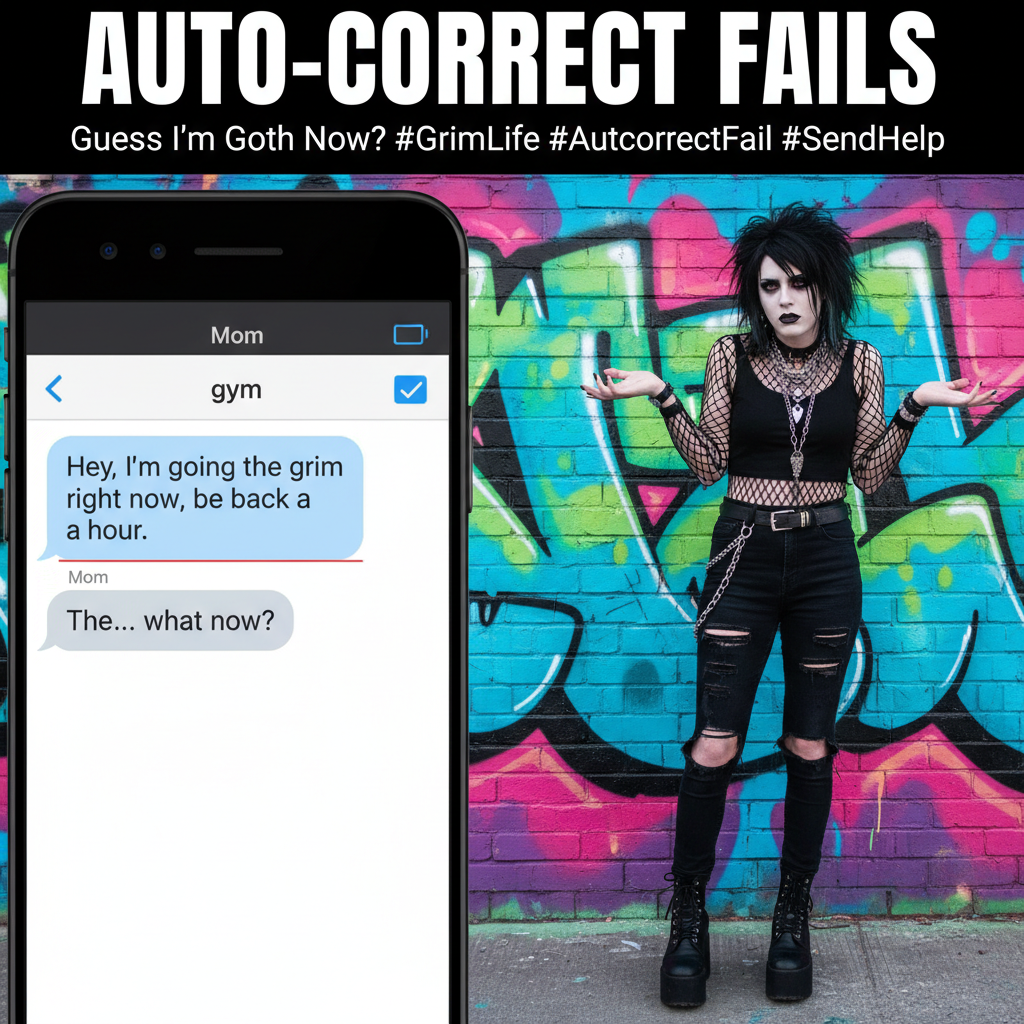 Autocorrect changed 'I'm going to the gym' to 'I'm going to the grim.' Guess I'm a goth now.