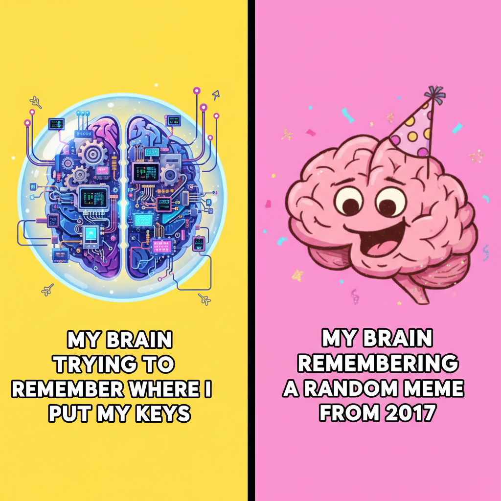 My brain trying to remember where I put my keys vs. remembering a random meme from 2017