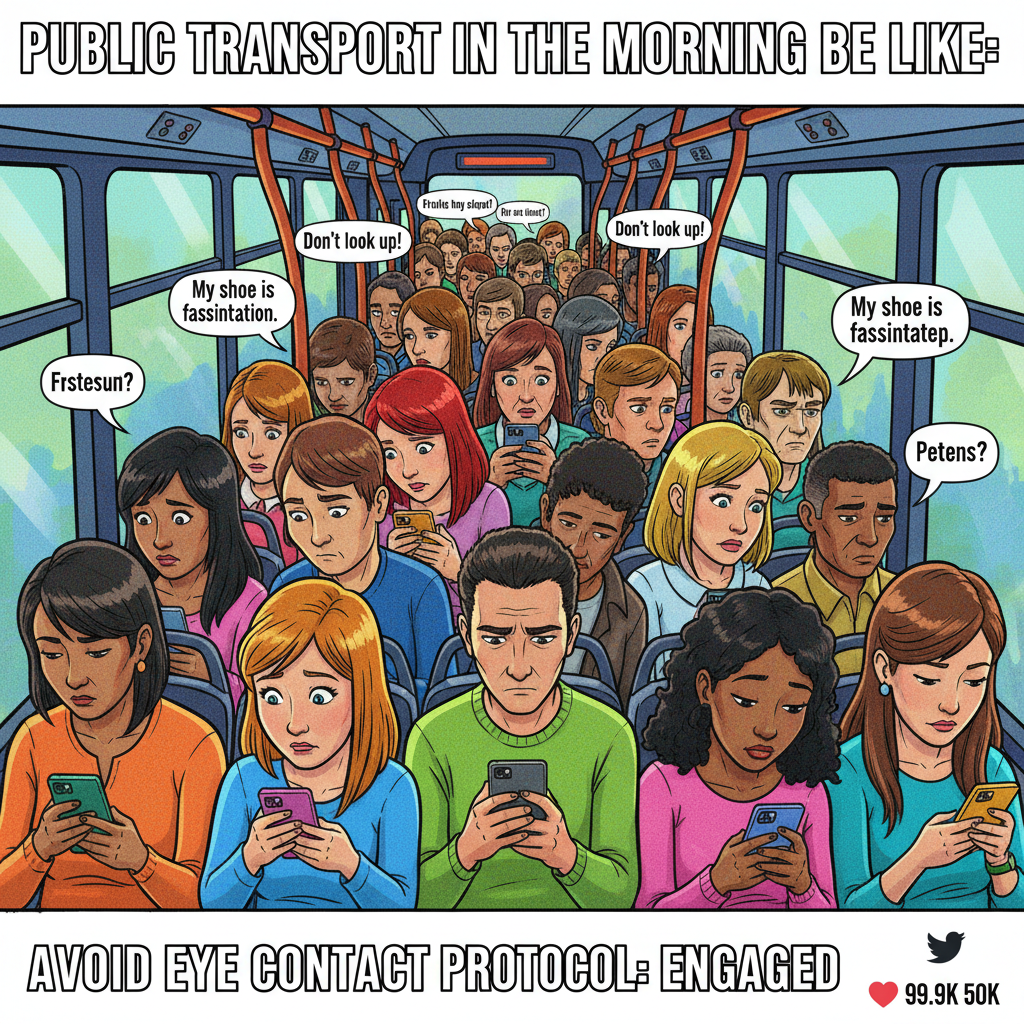 Public transport is just a social experiment to see how many people can avoid eye contact.