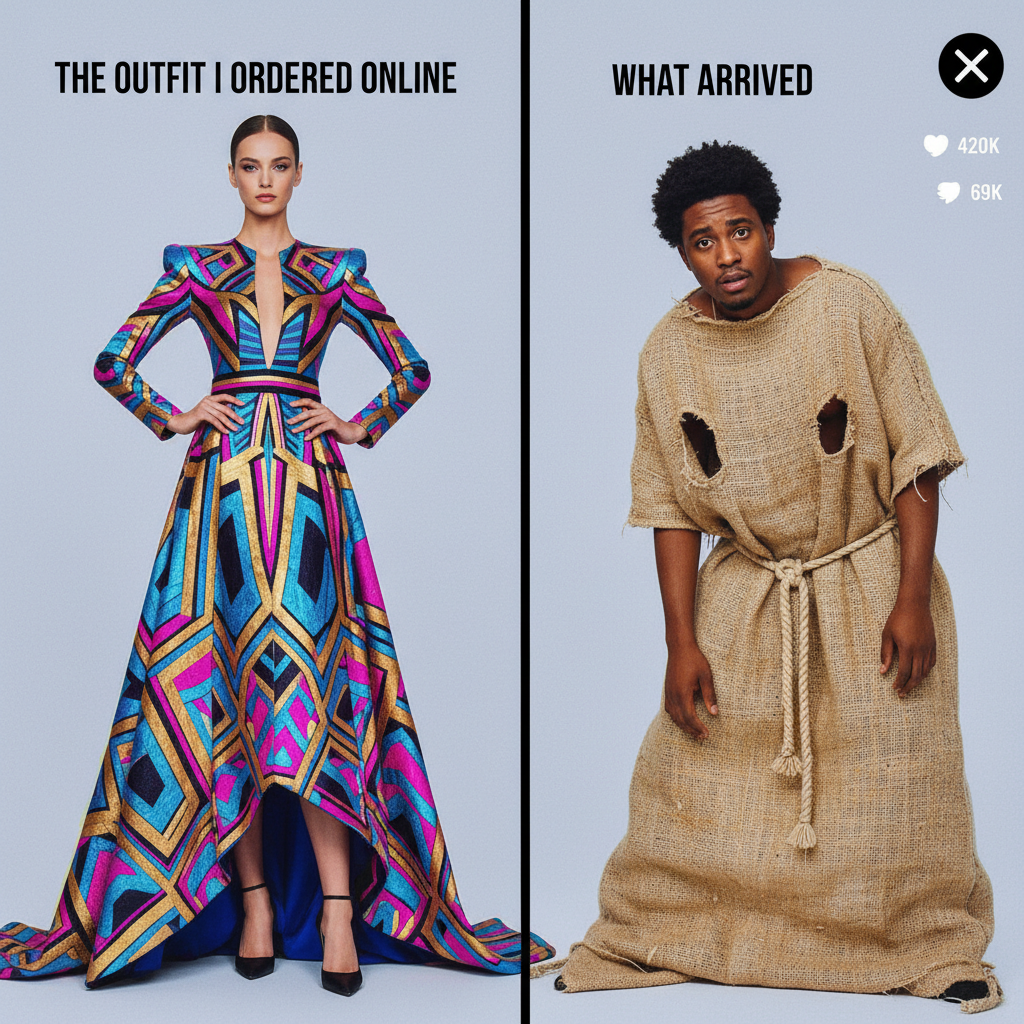 Ordered a 'chic' dress online, got a potato sack. Never again. #OnlineShopping