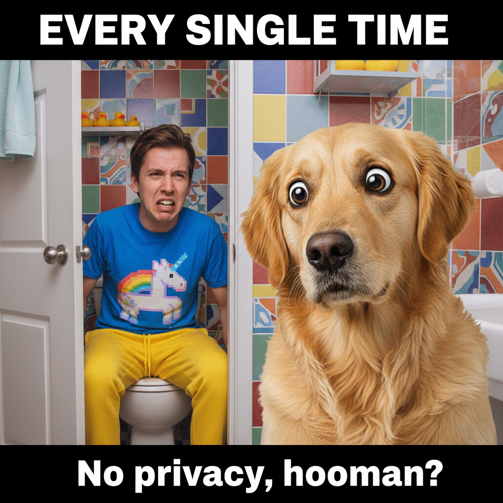 My pet thinks 'personal space' is a myth invented by humans. Can't even pee alone. #PetLife