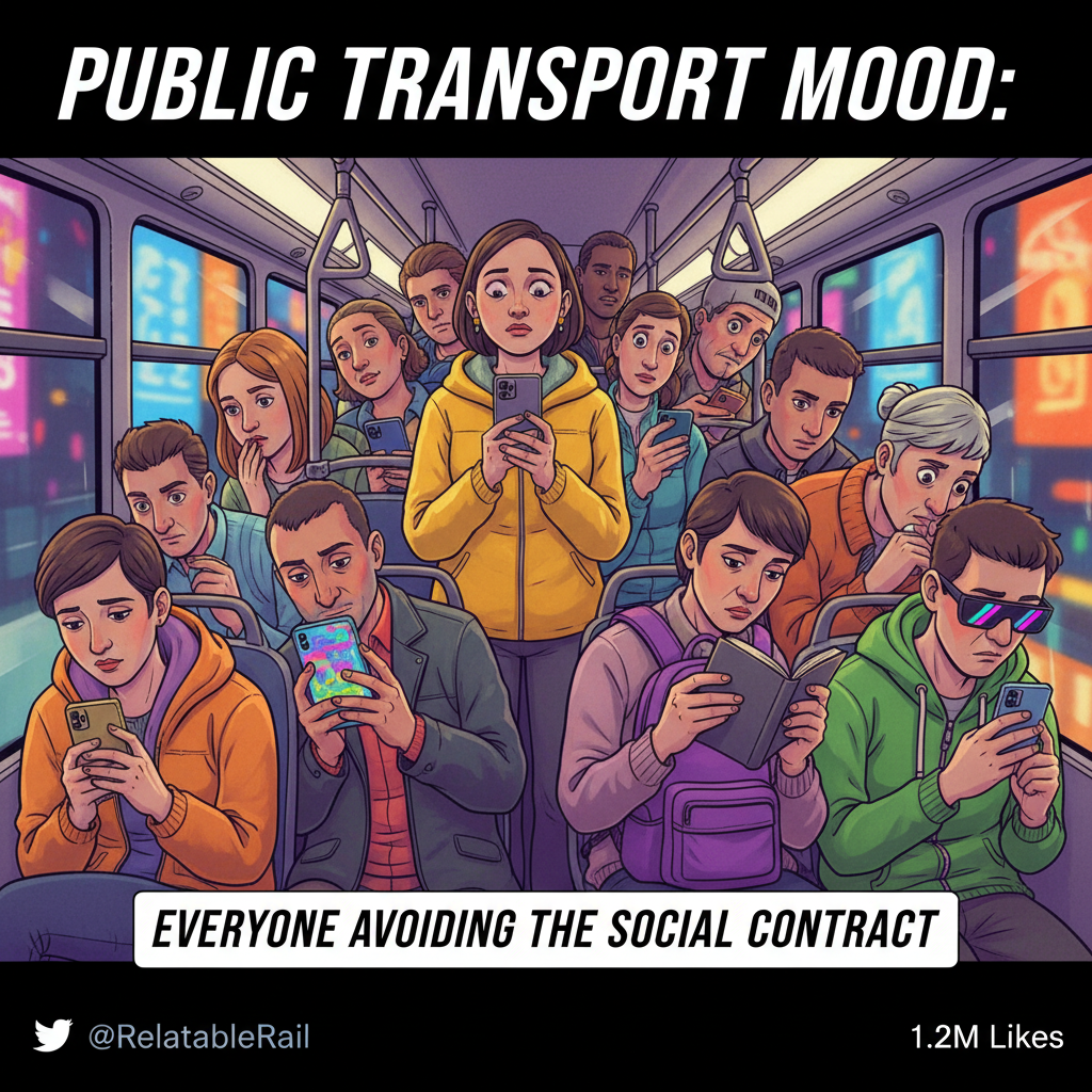 Public transport is just a social experiment on how long people can avoid eye contact.