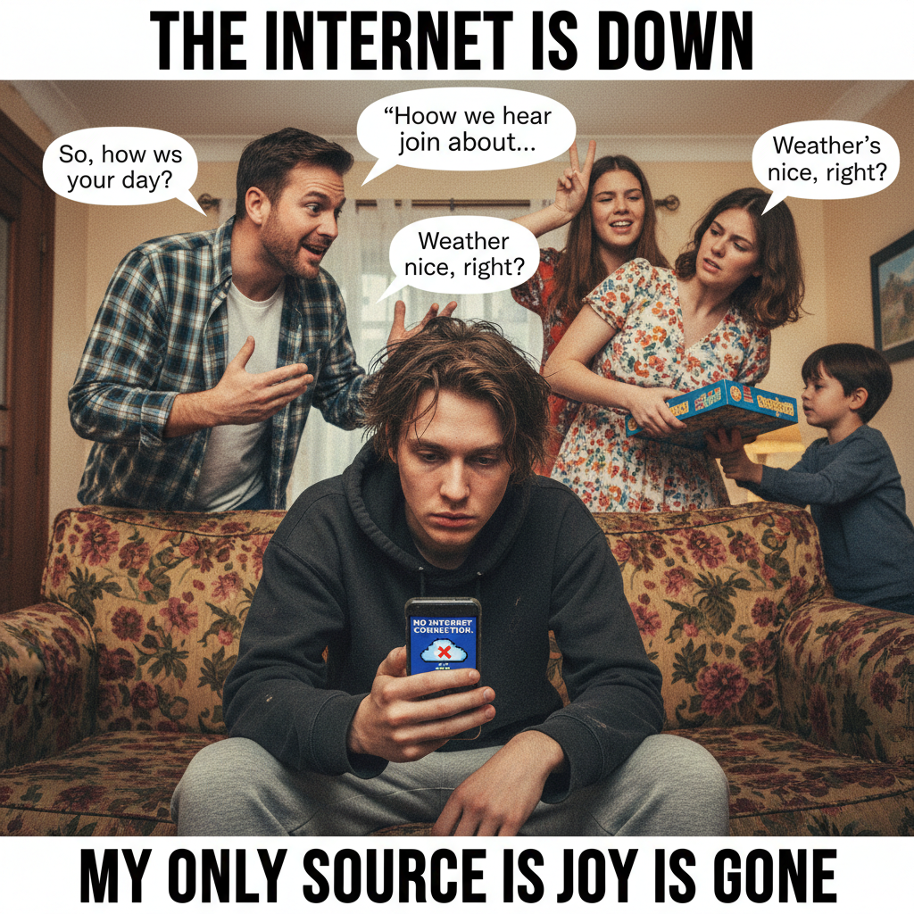 The WiFi went down. I had to talk to my family. Send help. Or data. Preferably data.