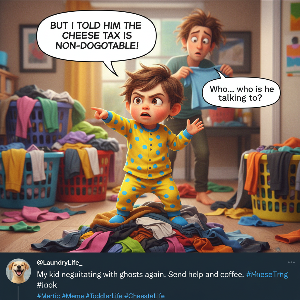 My toddler just explained quantum physics to their imaginary friend. I'm just trying to find matching socks.