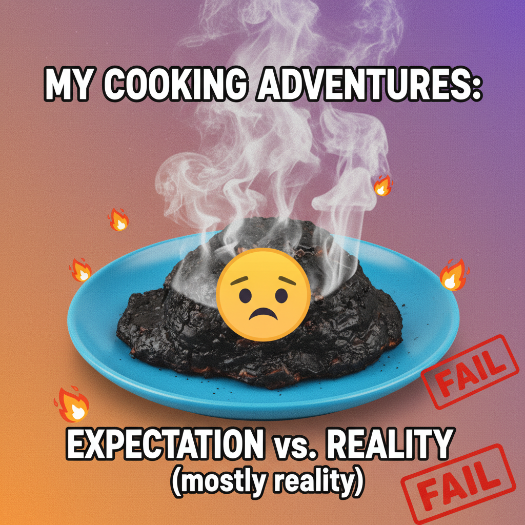 My 'gourmet' dinner looks like a crime scene. Send help (and pizza). #CookingFail