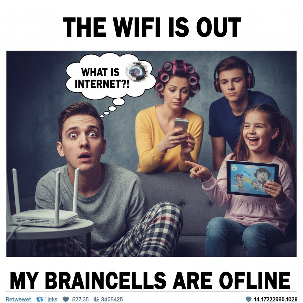 The wifi went down. I had to talk to my family. Send help.