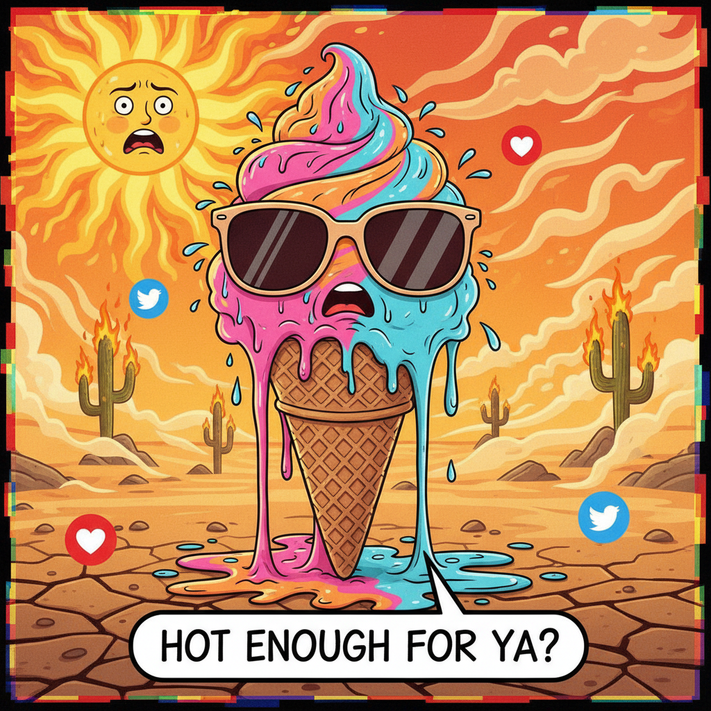My weather app says 'feels like 120F' but my soul says 'feels like 200F.' Send ice cream & prayers.