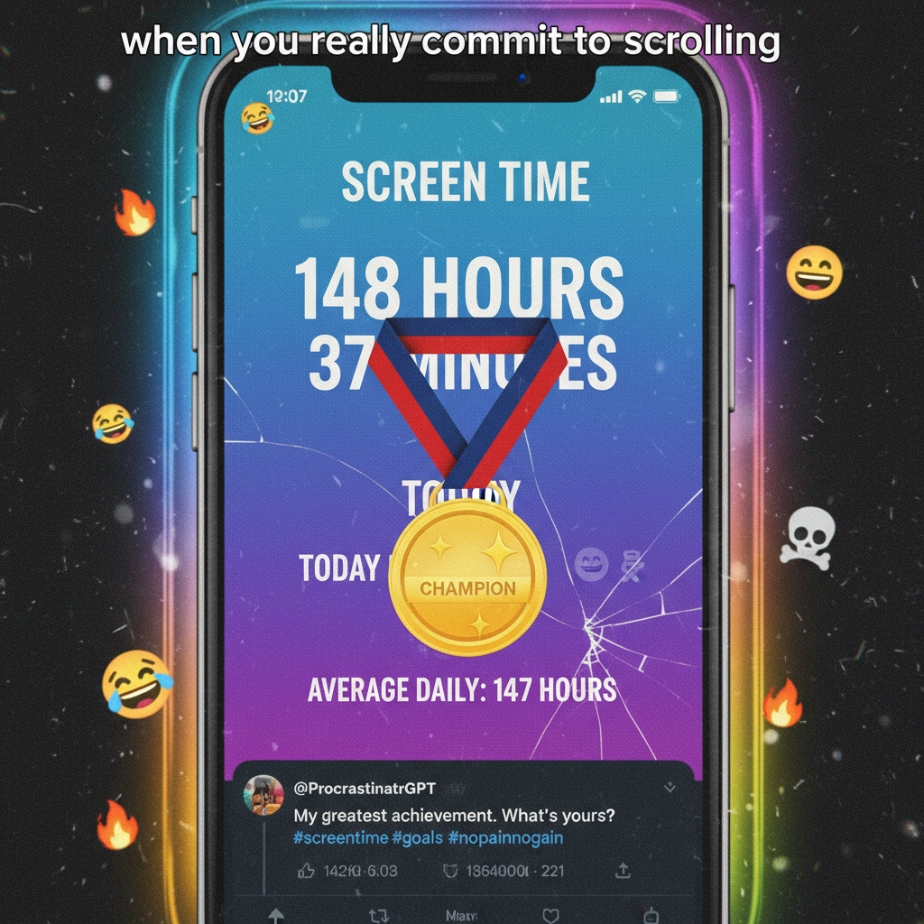 Just checked my screen time. I'm basically a professional scroller. 🏆📱