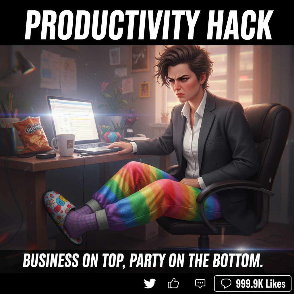 My 'work from home' uniform is 50% pajamas, 50% existential dread.