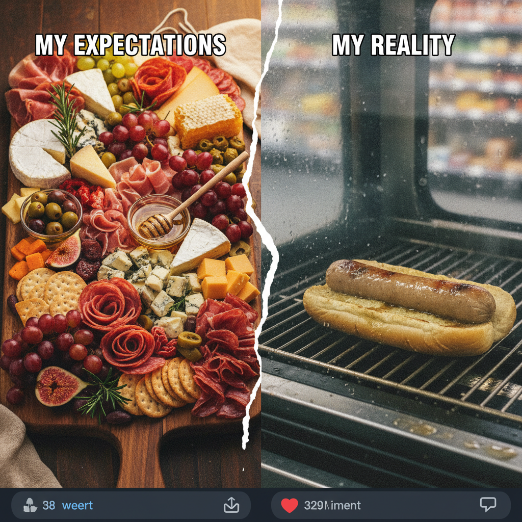 Road trip snacks: Day 1 gourmet charcuterie. Day 3: questionable gas station hot dog.