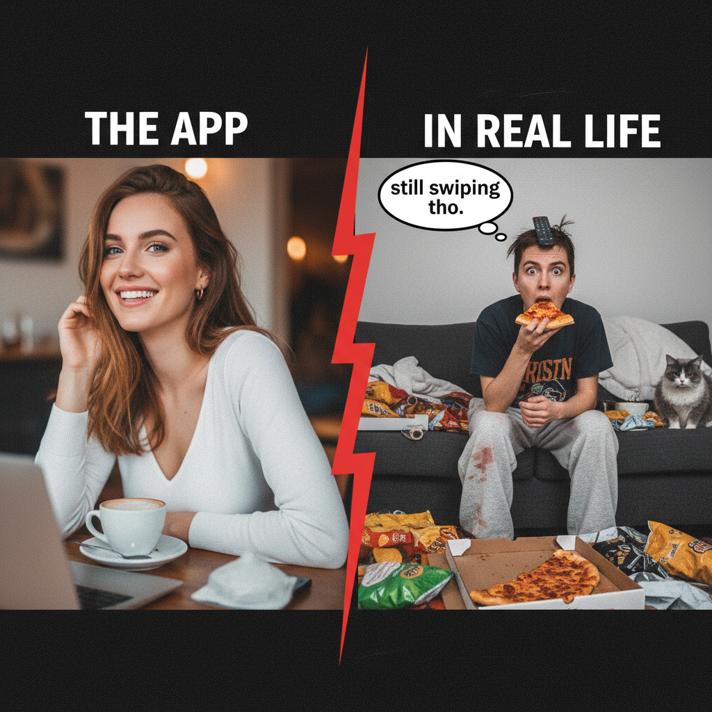 My dating app bio vs. my actual personality. It's called marketing, sweetie.