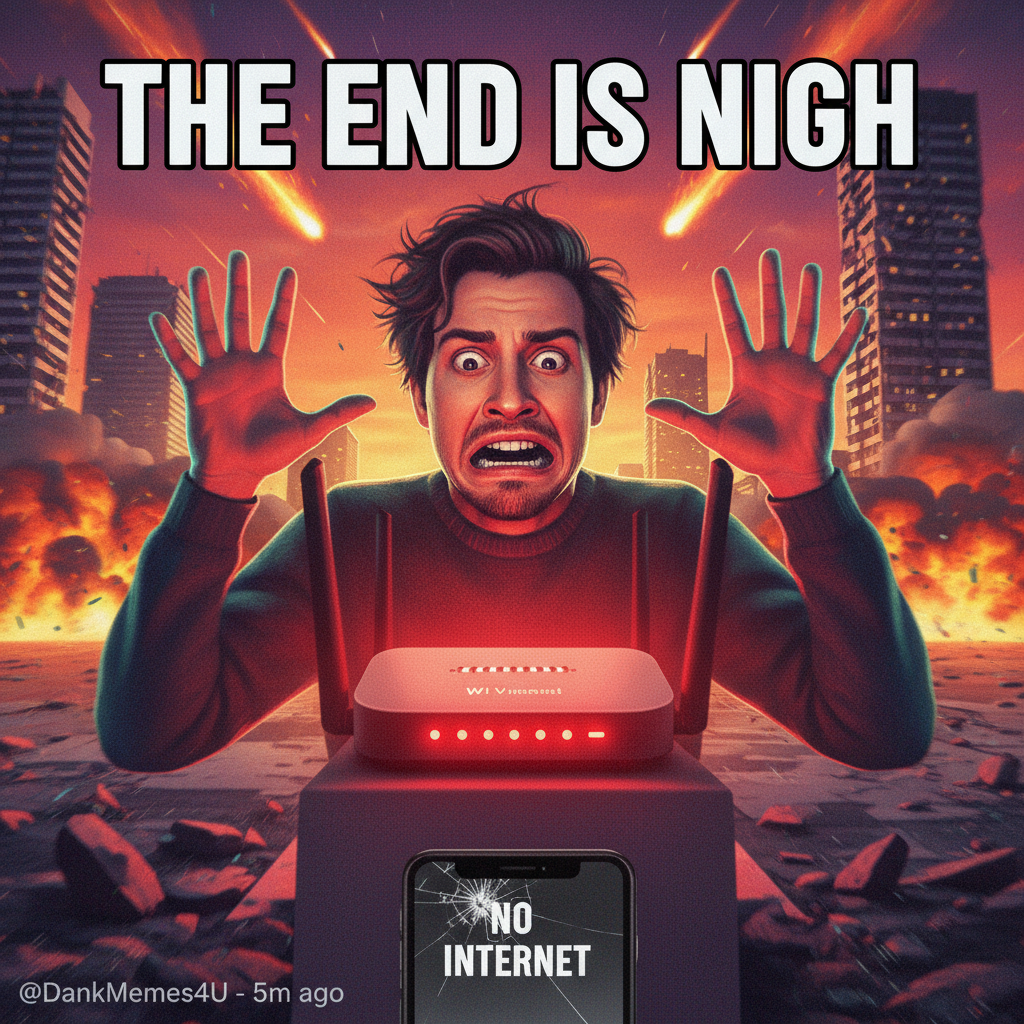 WiFi goes down: My brain immediately assumes the apocalypse has started.