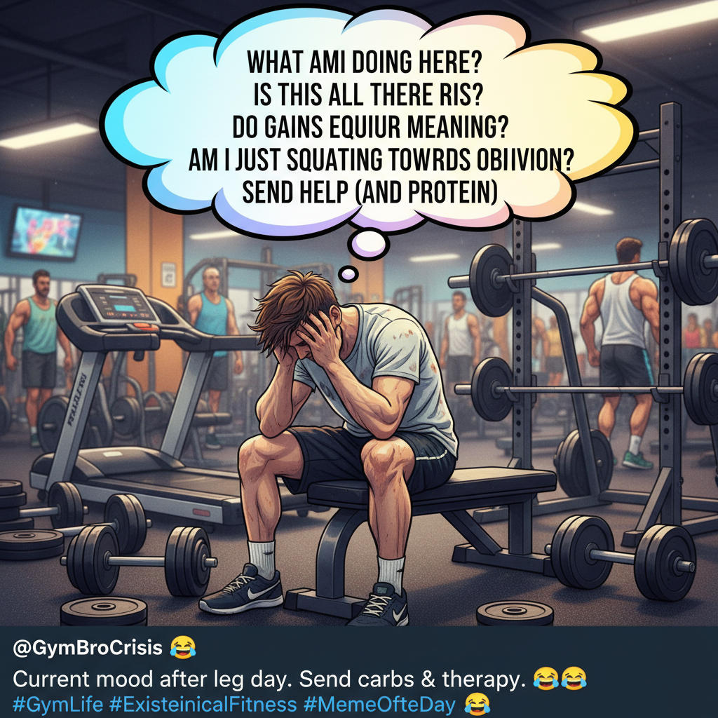 My gym routine: 10 mins working out, 50 mins questioning all my life choices.