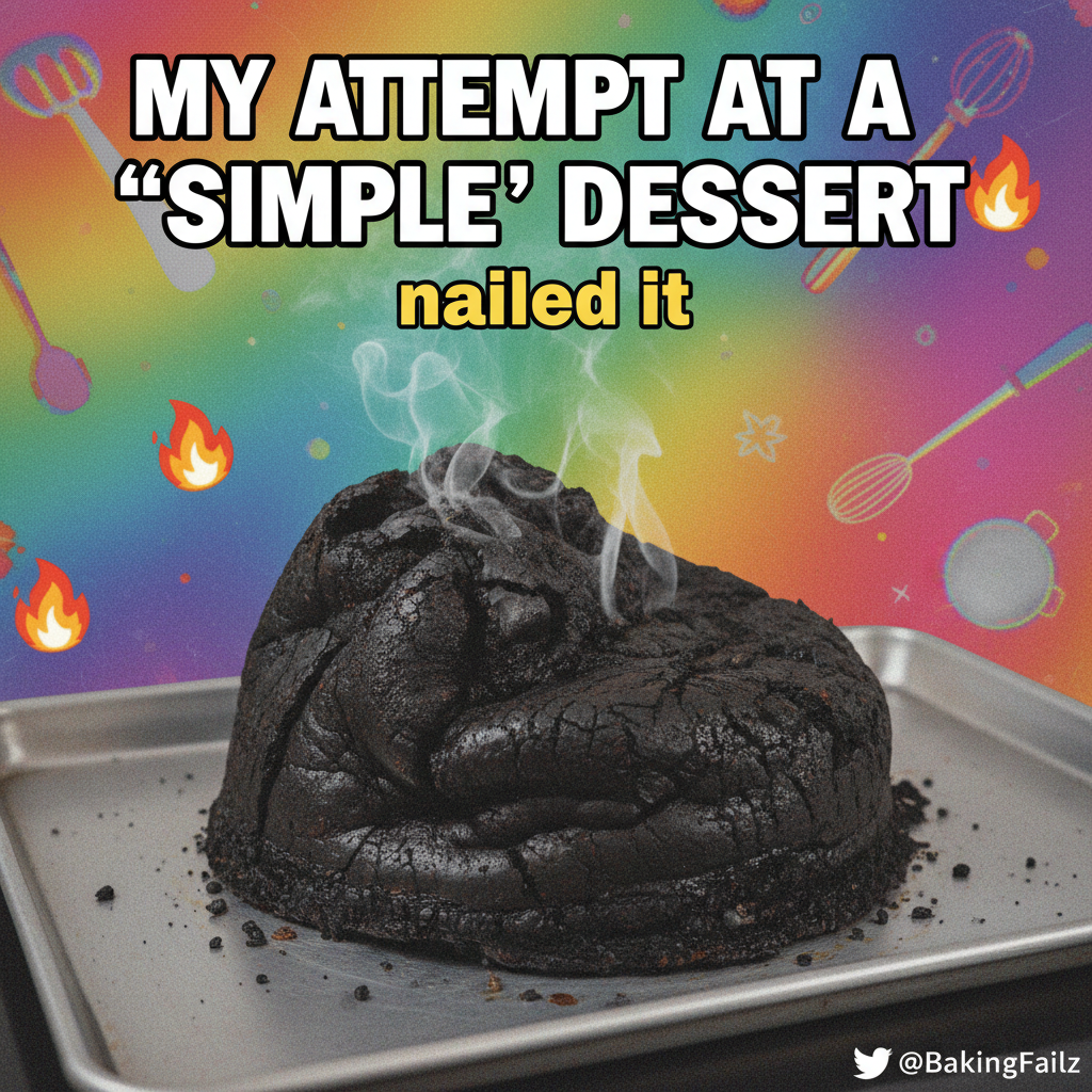 Attempted to bake a cake, ended up with a charcoal briquette. Send help and fire extinguishers.