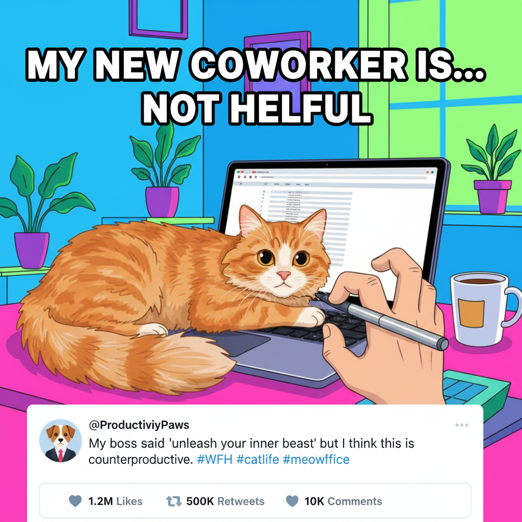 WFH perk: My cat is my new co-worker. WFH problem: My cat is my new co-worker.