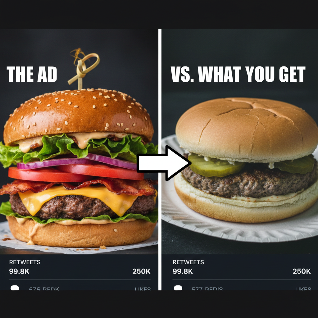 Ordered a gourmet burger. Got a sad patty in a bun. My disappointment is immeasurable.