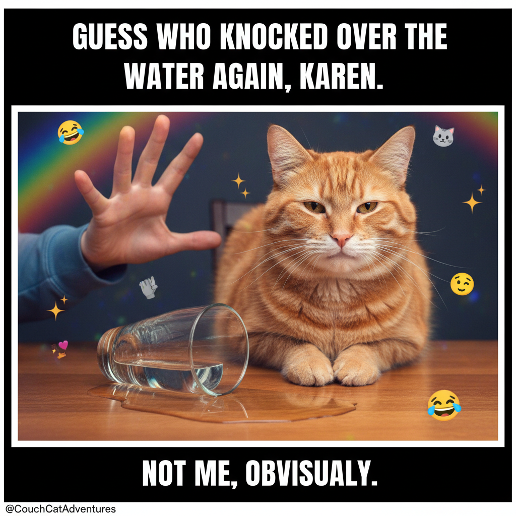 My cat just stared at me while knocking my water glass over. The audacity.