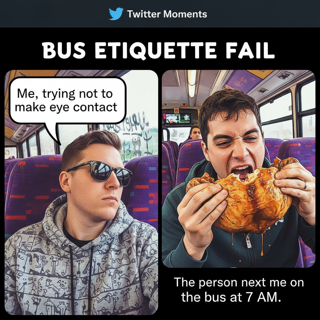 The guy next to me on the bus is eating a whole rotisserie chicken. This is my life now.