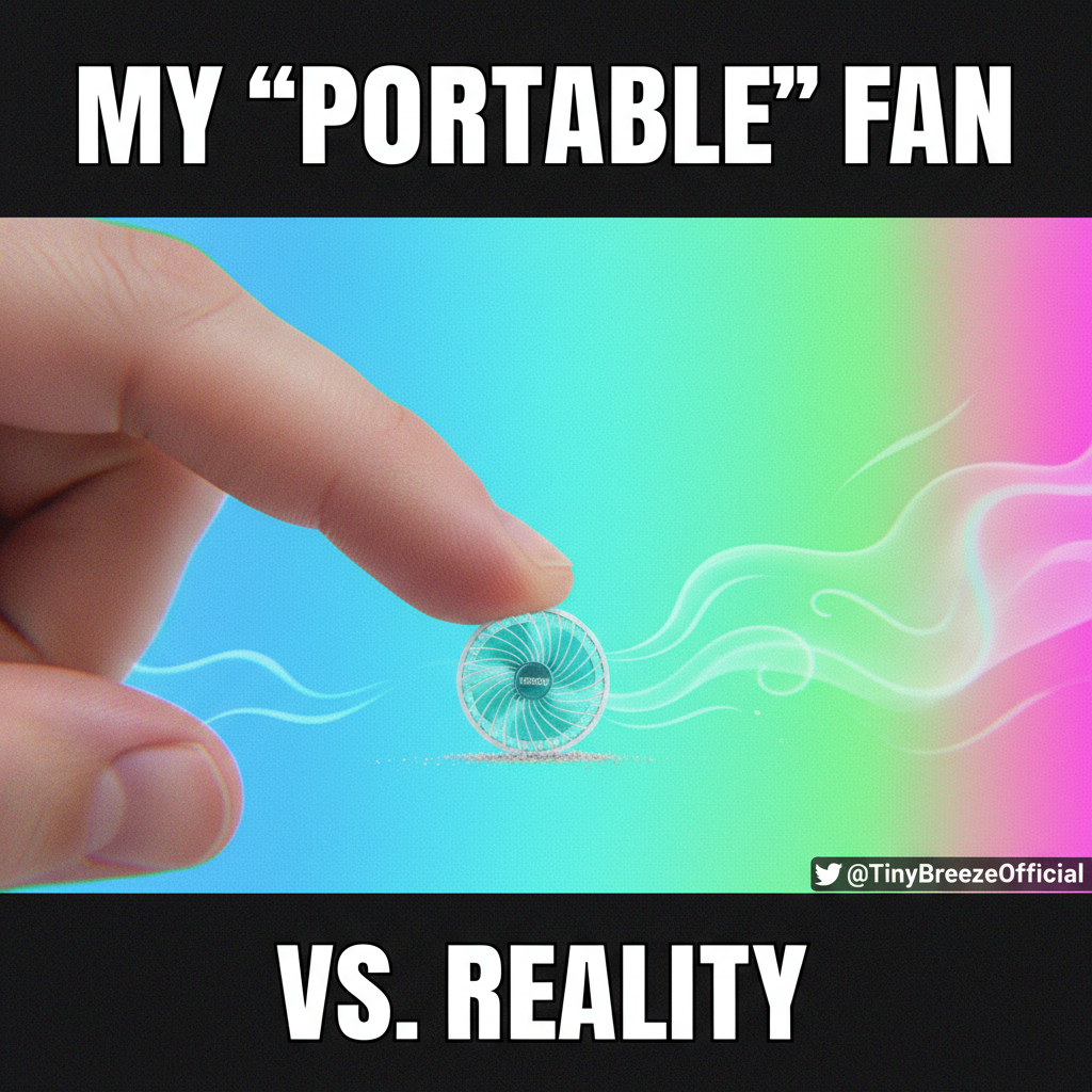 Ordered a 'mini' fan online. It's literally the size of my thumb. I've been bamboozled. 🤦‍♀️