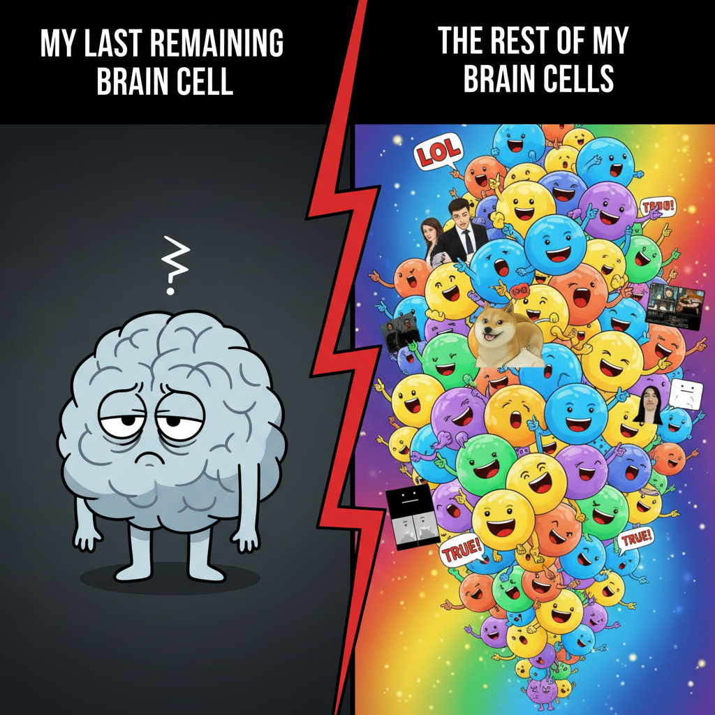 My brain cells trying to remember what I ate for breakfast vs. every meme I've ever seen