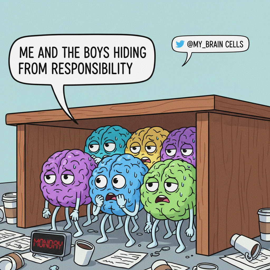 My brain cells during exam season are just playing hide-and-seek. Mostly hide.