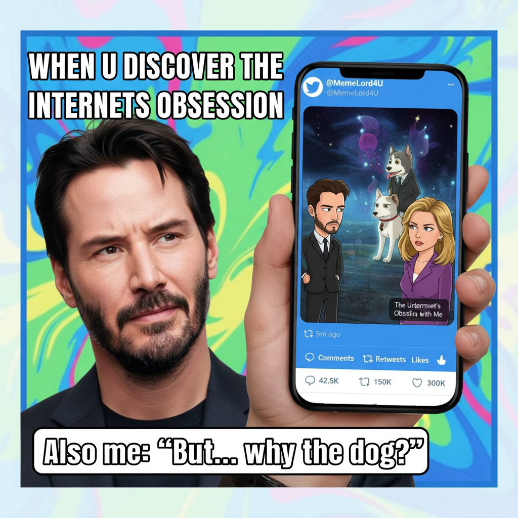 That moment when a celebrity reacts to their own meme like it's a new species.