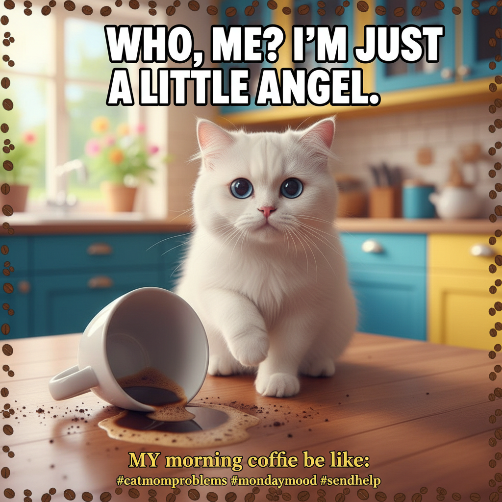 My cat just knocked my coffee over, then stared at me like I did it. The audacity.