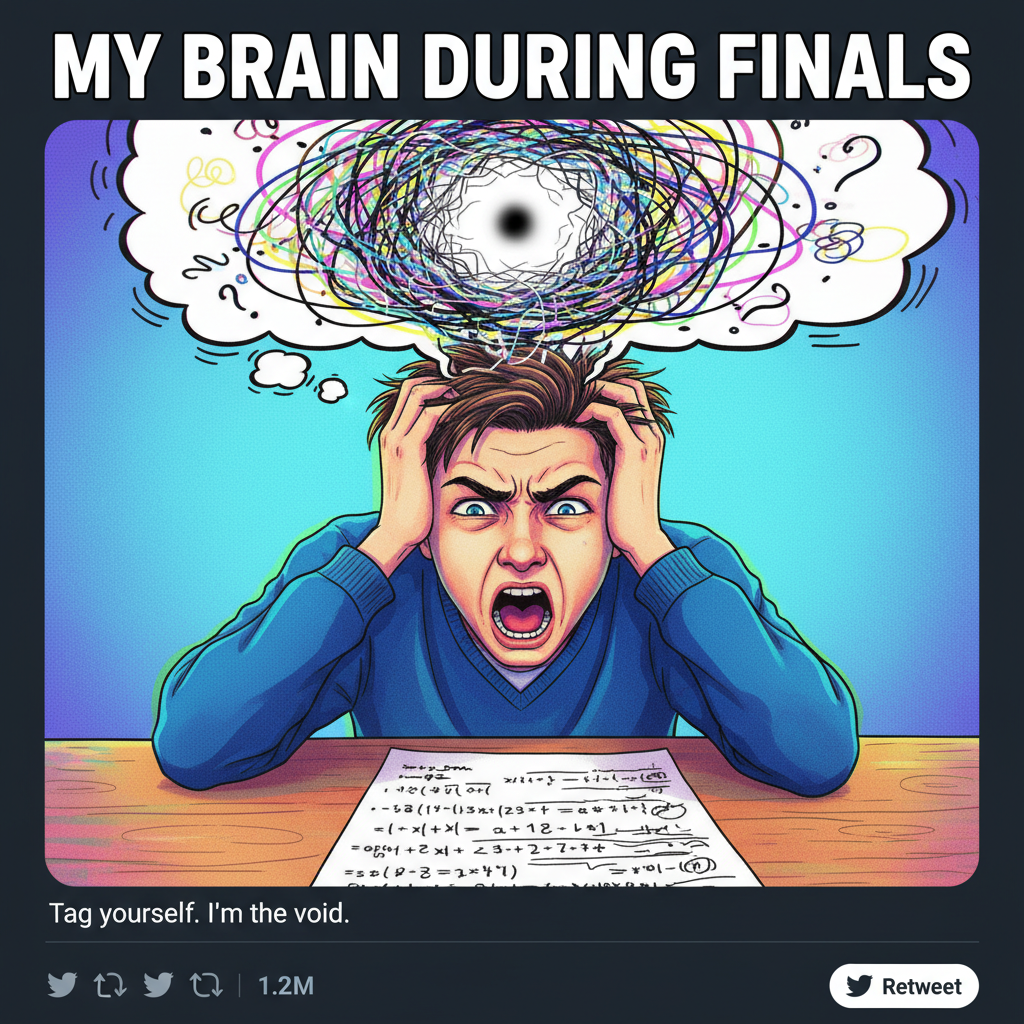 My brain during exam season: 'We've reviewed this 100 times.' My exam paper: 'Who are you?'