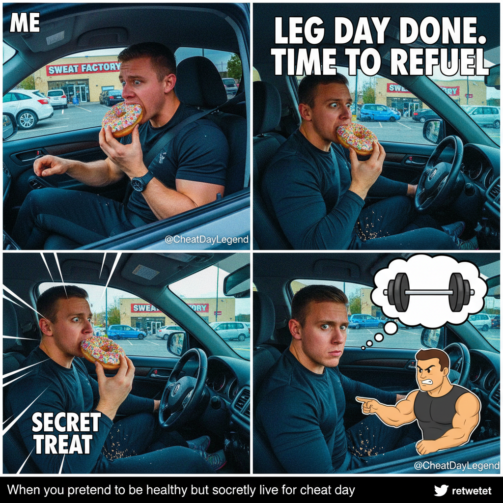 My 'gym buddy' just spotted me eating a donut in the parking lot. Mission failed.