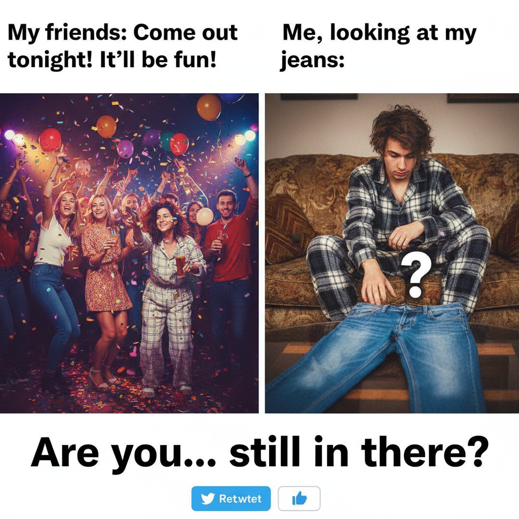 Friday night plans: Go out. Friday night reality: Debating if I should put on real pants.