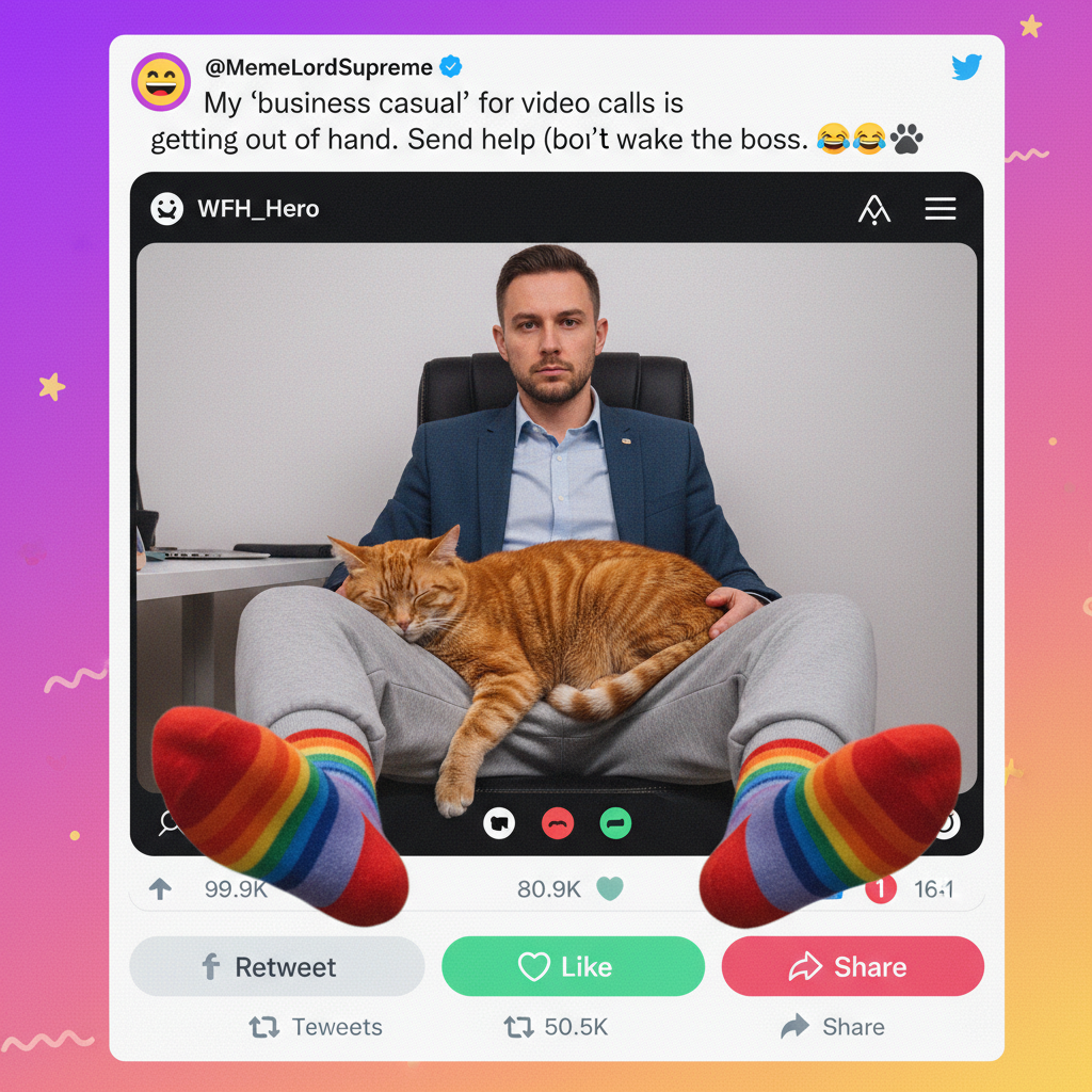 My 'work from home' outfit is 50% business casual, 50% pajamas. The camera only sees the top half.