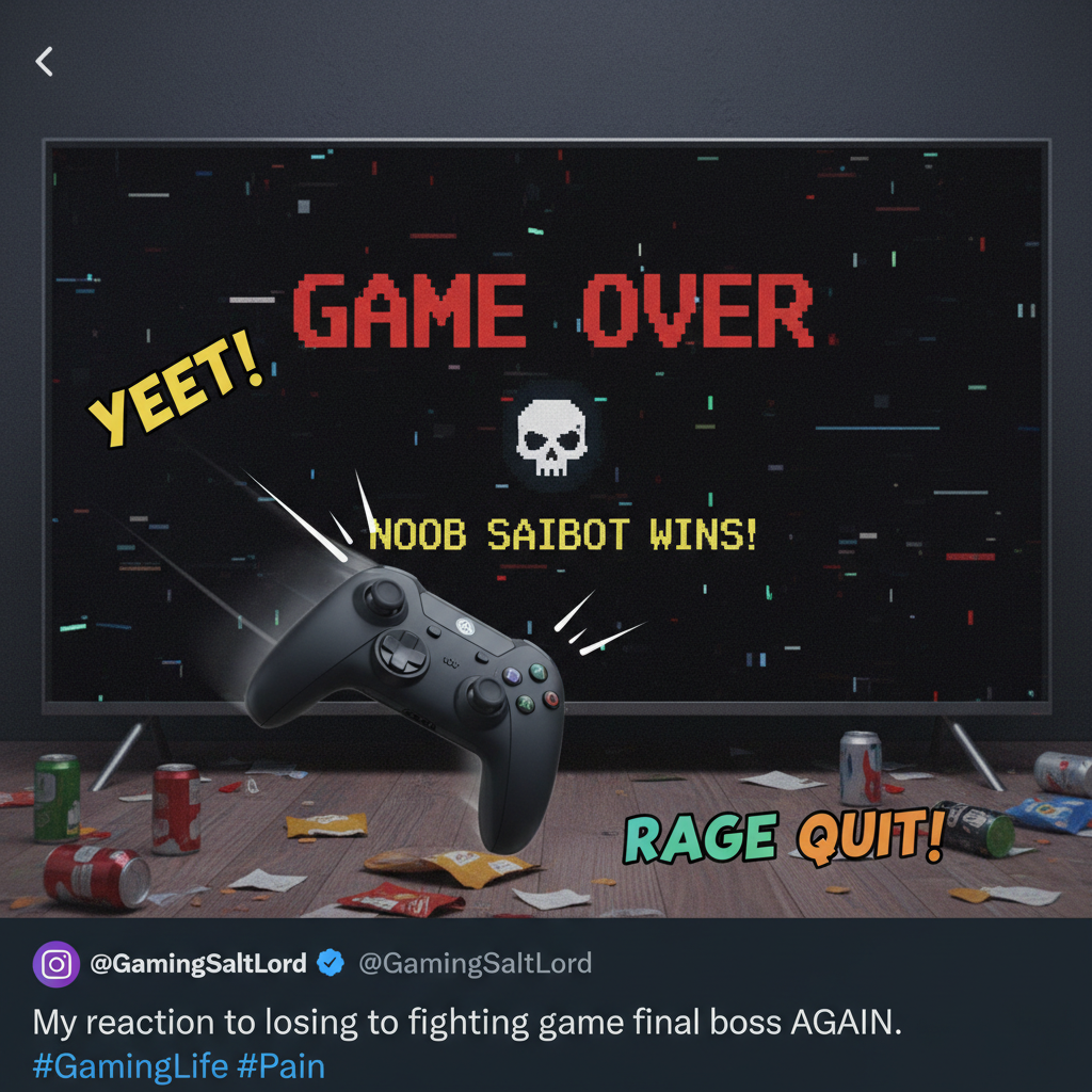 Just lost to a level 1 bot in Mario Kart. My controller is now in orbit. #GamingRage