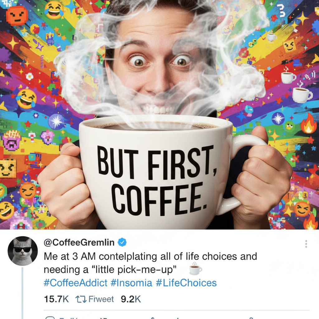 My blood type is now 90% coffee. The other 10% is sheer panic. #CoffeeAddict