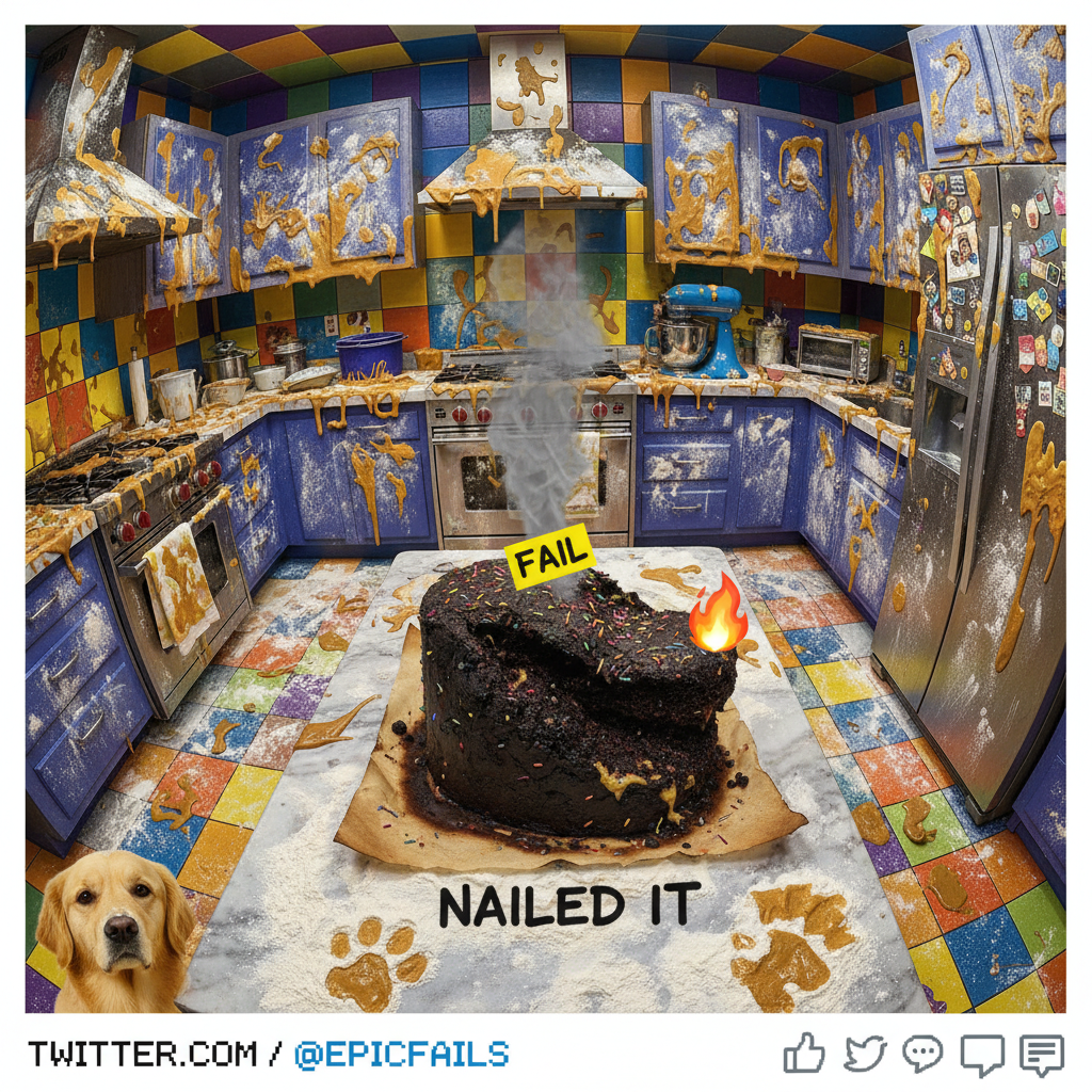 Attempted to make a 'simple' cake. Now my kitchen looks like a crime scene.