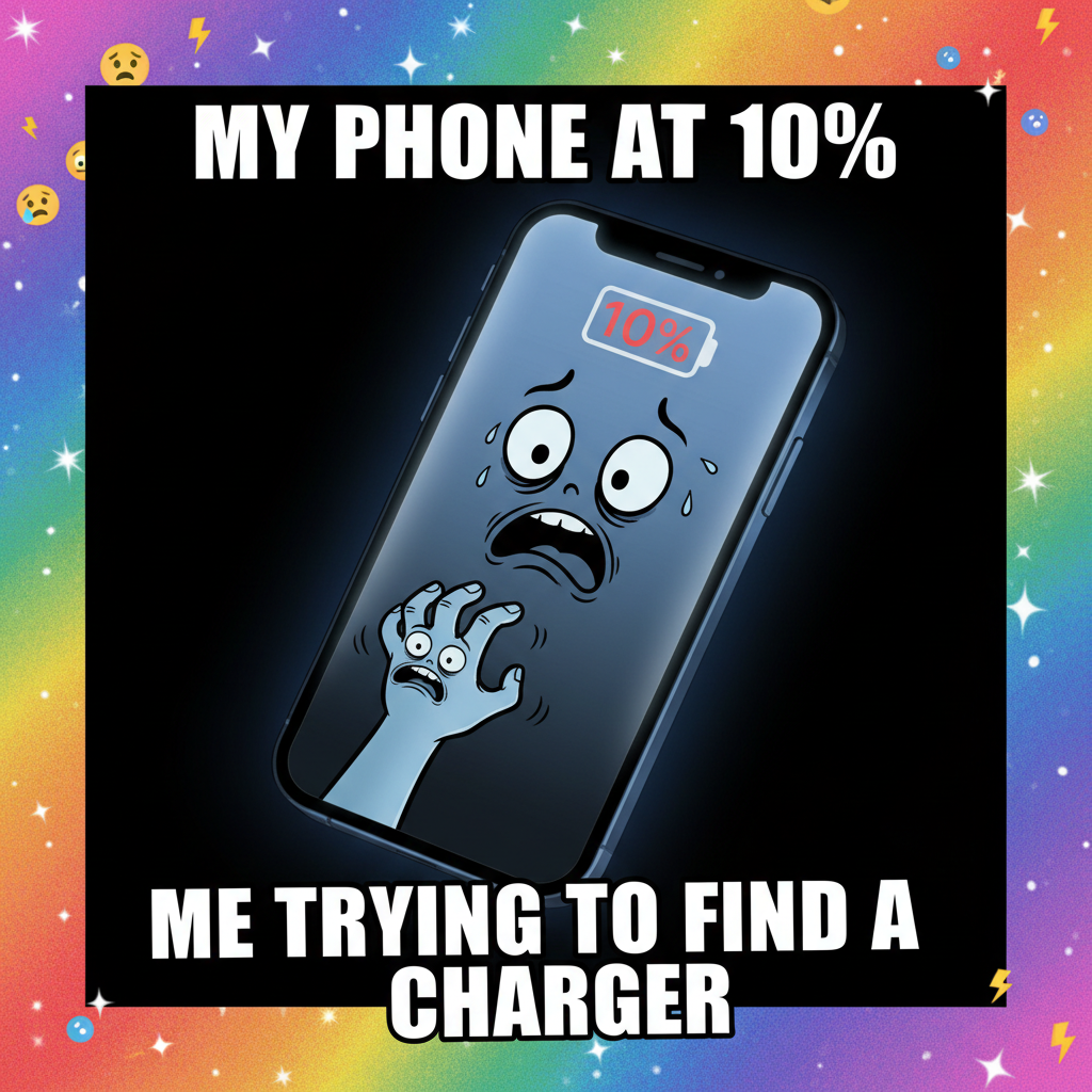 My phone battery is at 10% but my social media addiction is at 1000%.