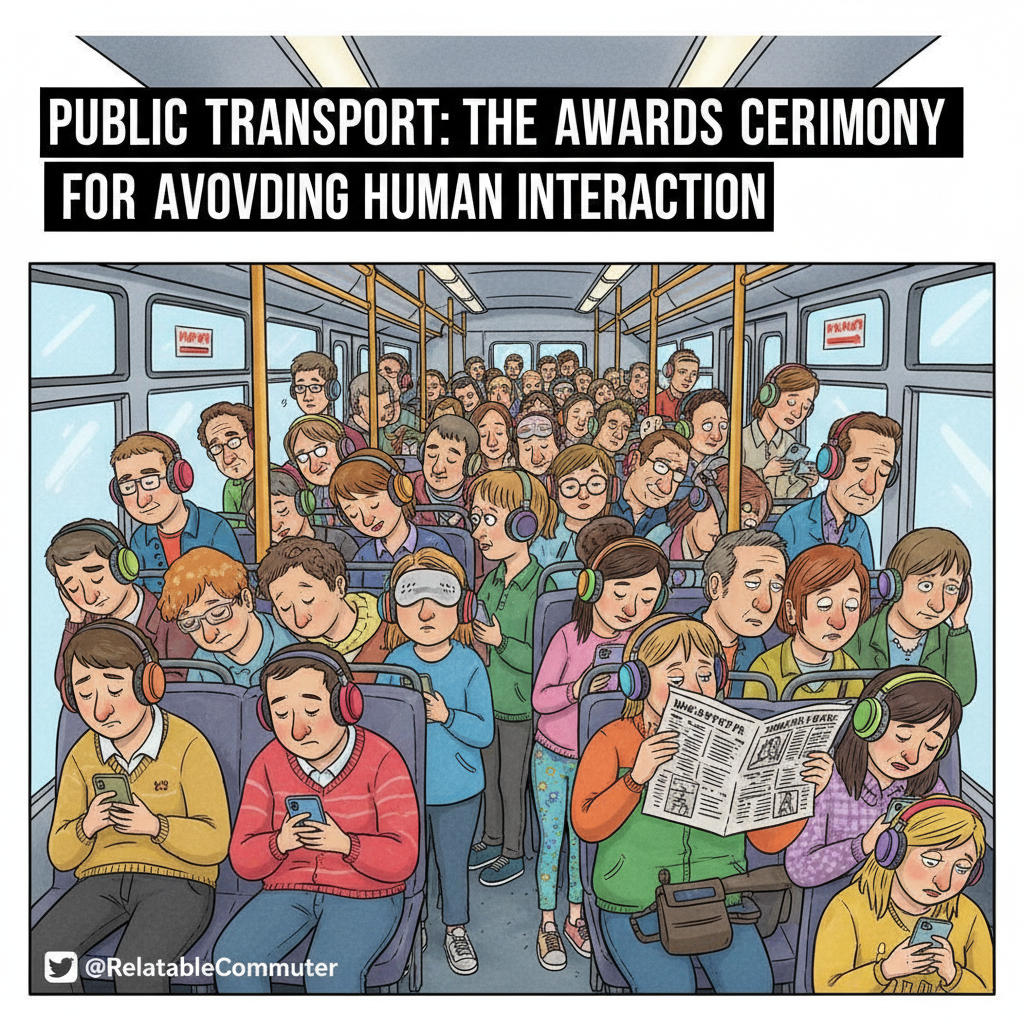 Public transport is just a social experiment to see how many people can pretend not to notice each other.