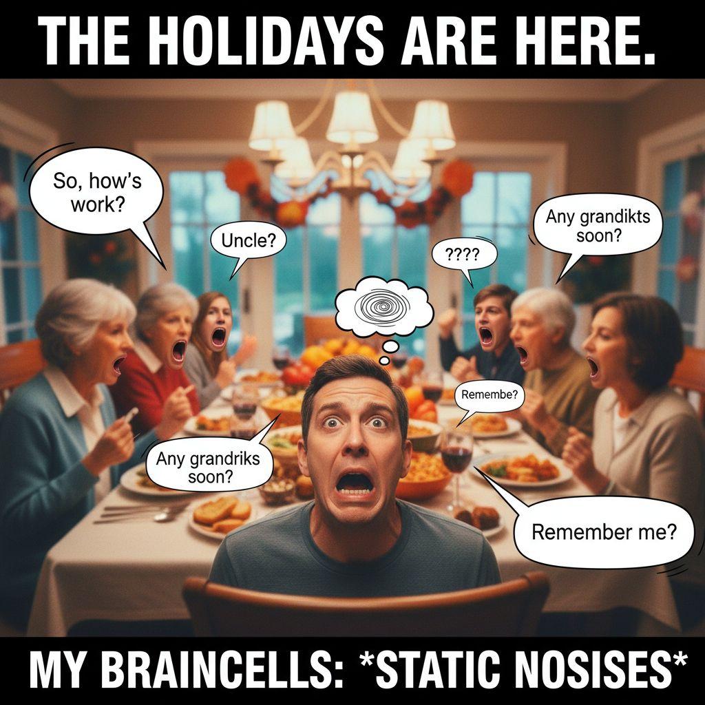 Me trying to explain my life choices at the holiday dinner table.