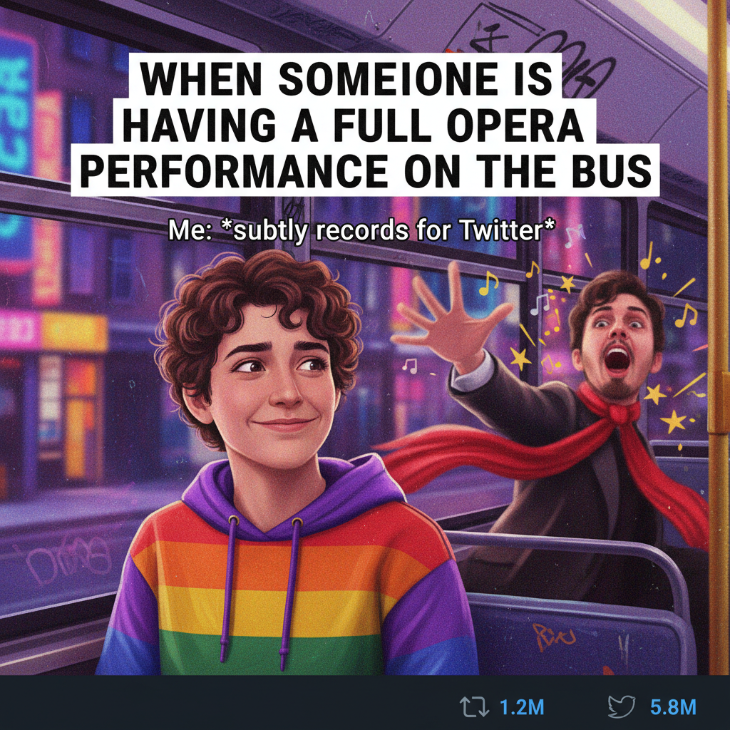 The person next to me on the bus is having a full-blown opera performance.