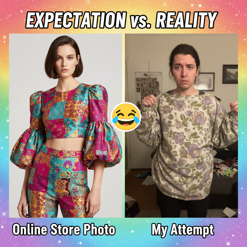 Ordered a 'chic' top, got a potato sack. My online shopping experience in a nutshell.