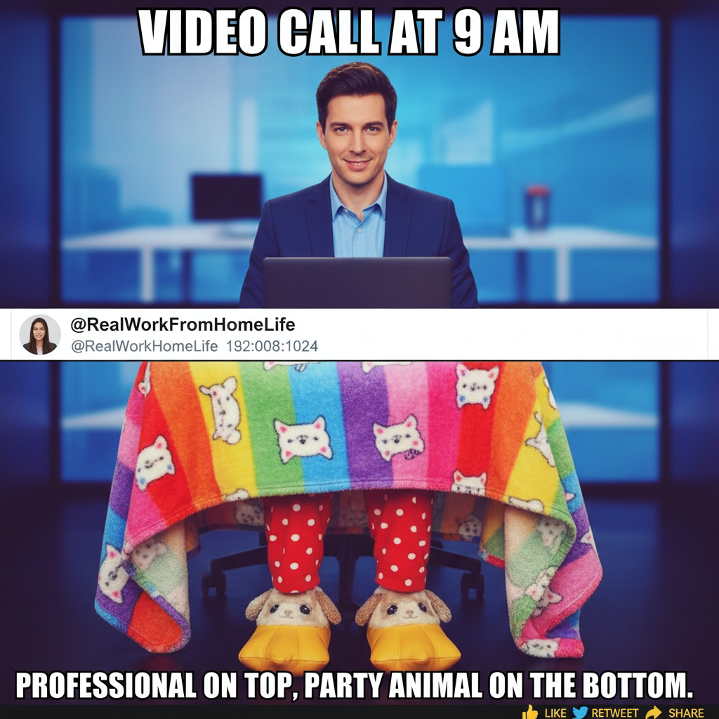 My 'work from home' outfit is 50% professional, 50% blanket. It's a lifestyle.